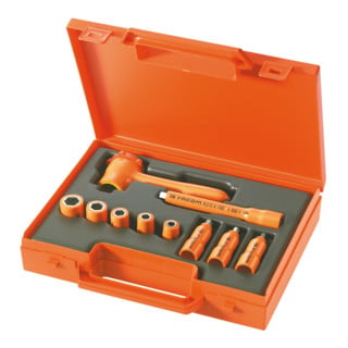Facom Assortimento di elementi da 1/4" - chiave a bussola poligonale, cricchetto reversibile isolato fino a 1000 V, 10pz.