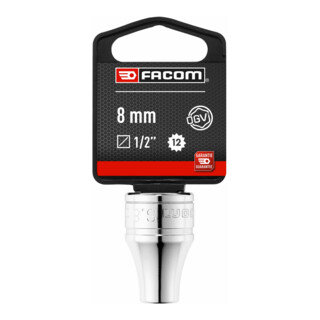 Facom Chiave a bussola 1/2" 12 facce 8mm, confezione blister