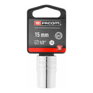 Facom Chiave a bussola 1/2 pollice 12 facce 15mm, confezione blister