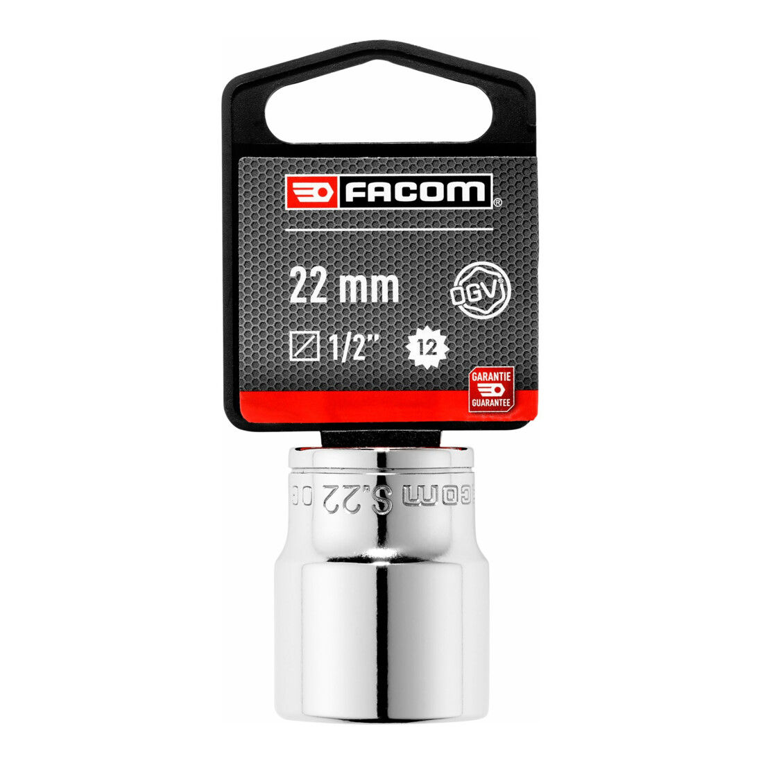 Facom Chiave a bussola 1/2 pollice 12 facce 22mm, confezione blister