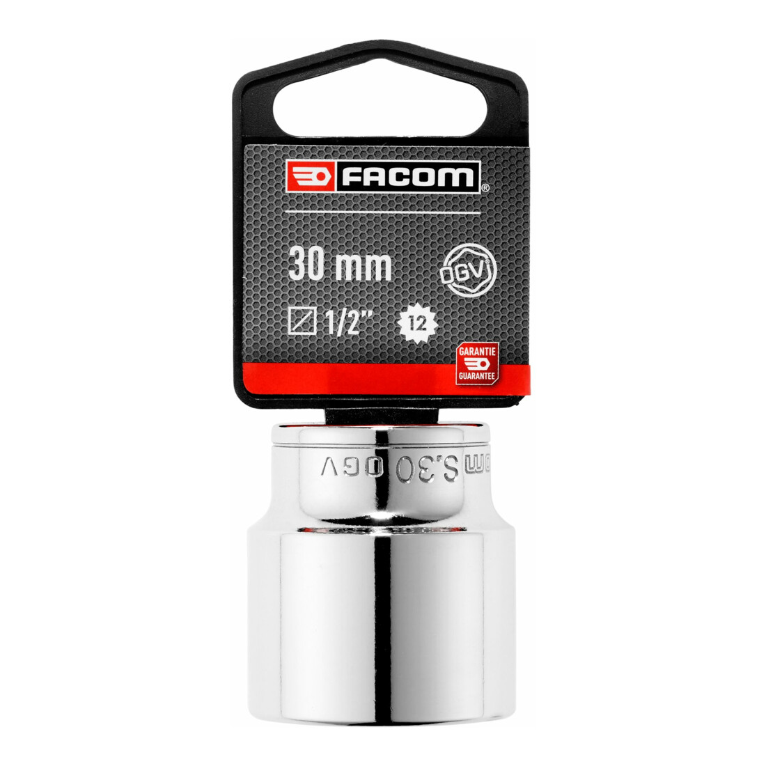 Facom Chiave a bussola 1/2 pollice 12 facce 30mm, confezione blister