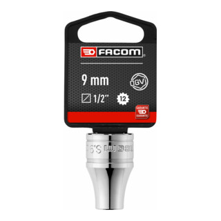 Facom Chiave a bussola 1/2 pollice 12 lati 9mm, confezione blister