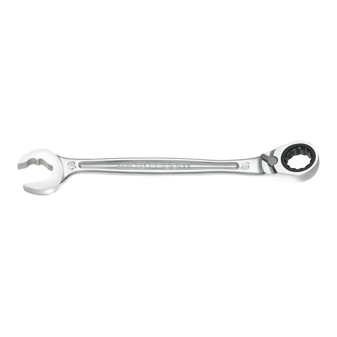 Facom Chiave a forchetta / chiave ad anello a cricchetto reversibile con angolo di 15°, l=19mm