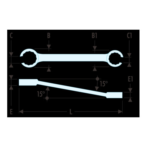 Facom Chiave ad anello doppia, aperta, 11/16x3/4"