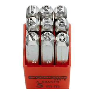 Facom Cifre a percussione 0 - 8, altezza 4 mm, 9 pezzi