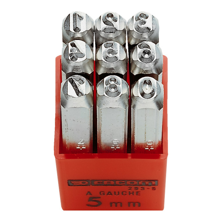 Facom Cifre a percussione 0 - 8, altezza 4 mm, 9 pezzi