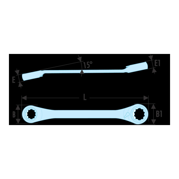 Facom Clé à cliquet coudée 8x9 mm