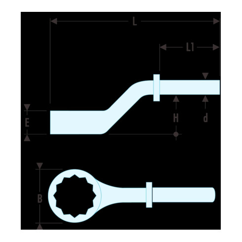 Facom Clé à fourche coudée emmanchable 30 mm