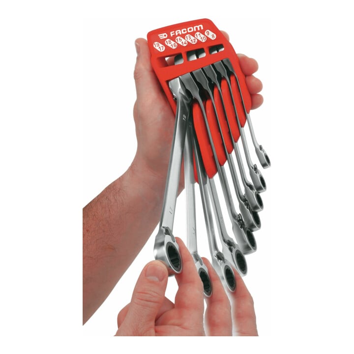 Facom Clés à cliquet coudées, 6 pcs