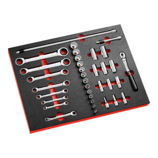 Facom Cricchetto 3/8" schiuma modulare, filettatura pollici