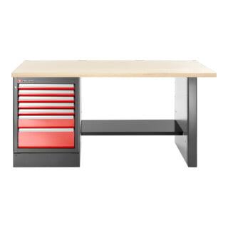 Facom Établi JLS3 2,2 m Bois 7 tiroirs Haut