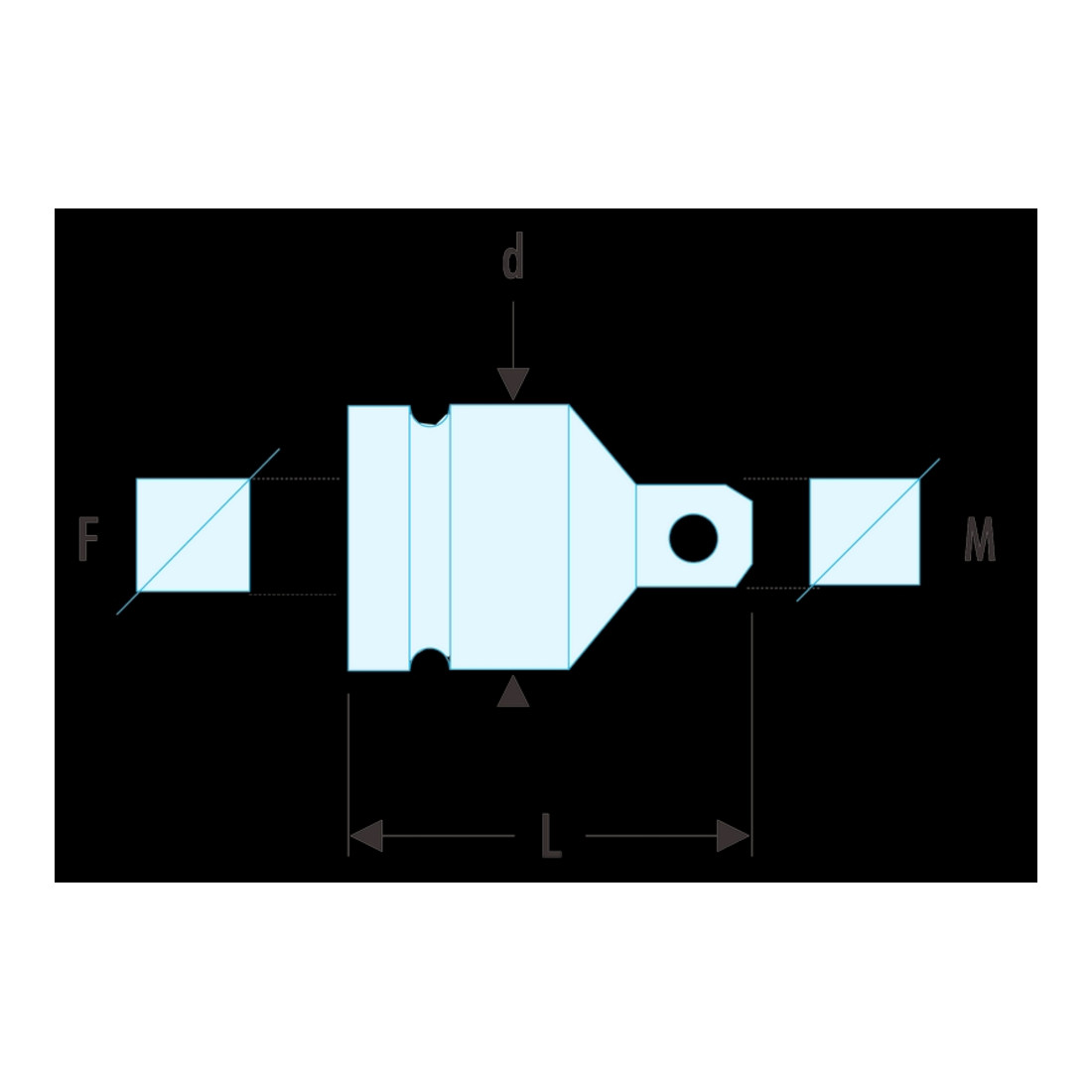 Facom IMPACT-adapter binnen 3/8" - buiten 1/2"