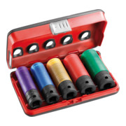 Facom IMPACT-Steckschlüssel, extra verstärkte Beschichtung, Antriebe Innenvierkant 1/2" lang Abtriebe Sechskant-Profil Detection-Box, 3-tlg.