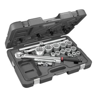 Facom Jeu de clés à douille 3/4" 12 pans 18 pièces