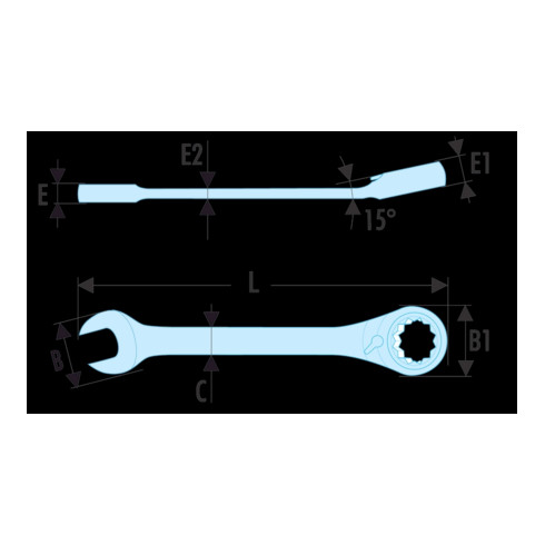 Facom Kurze Knarrenringmaulschlüssel SLS 14mm