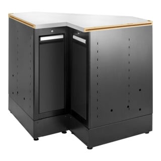 Facom Meuble d’angle bas JLS3 avec planche en acier inoxydable noir