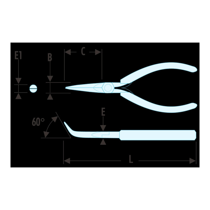Facom Micro-Tech platte ronde tang 60 graden