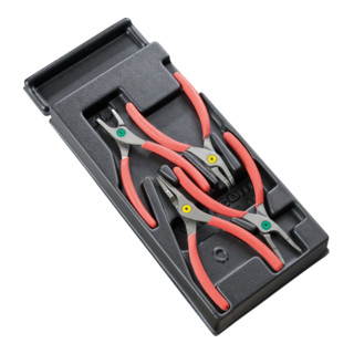 Facom Modulo in plastica - Pinze per anelli di sicurezza, ganasce diritte e curve, 4pz.