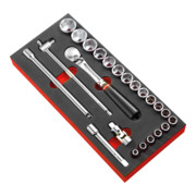 Facom Modulo in schiuma - serie di elementi da 1/2", bussole, cricchetto reversibile, 23pz.