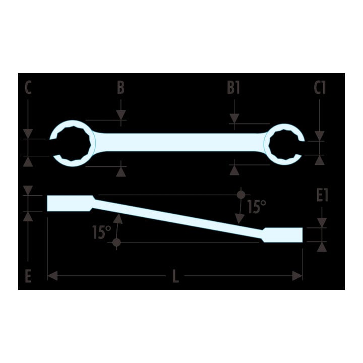 Facom open dubbele ringsleutel 11/16x3/4"