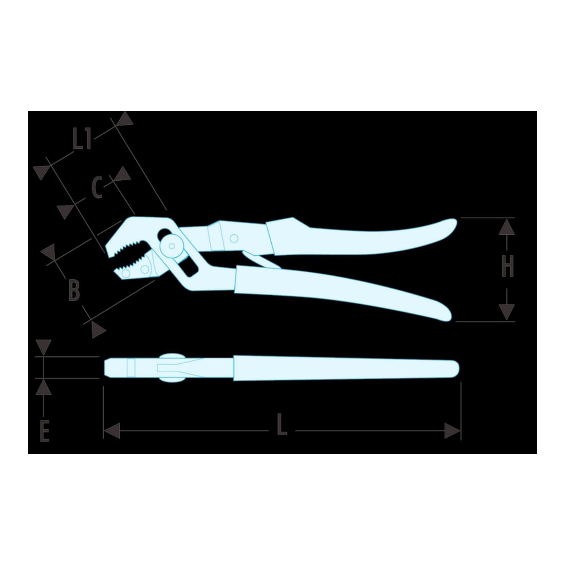 Facom Pinza automatica regolabile brunita, copertura in PVC, serraggio max. 28mm
