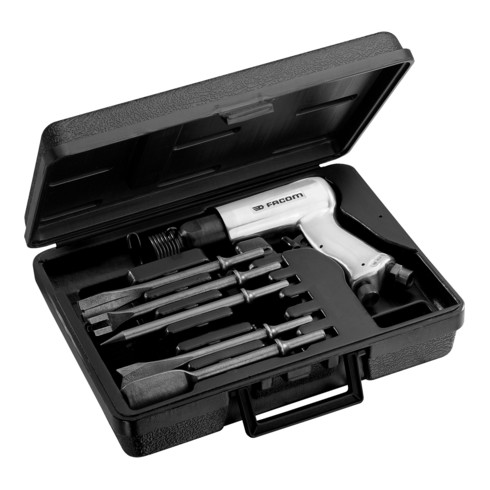 Facom pneumatische beitelhamer, beitel, pons set in plastic koffer, 6-delig