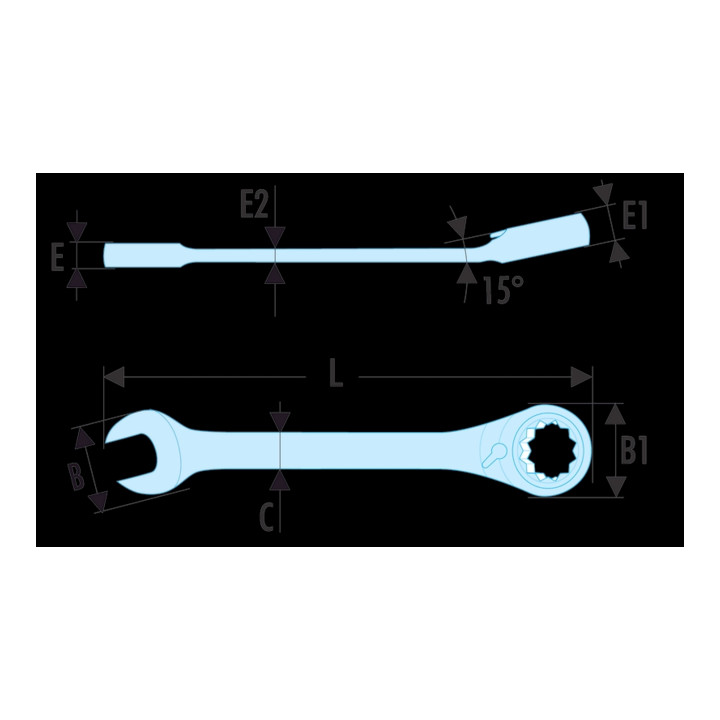 Facom Ratelsleutel-ringsteeksleutel SLS - 8 mm