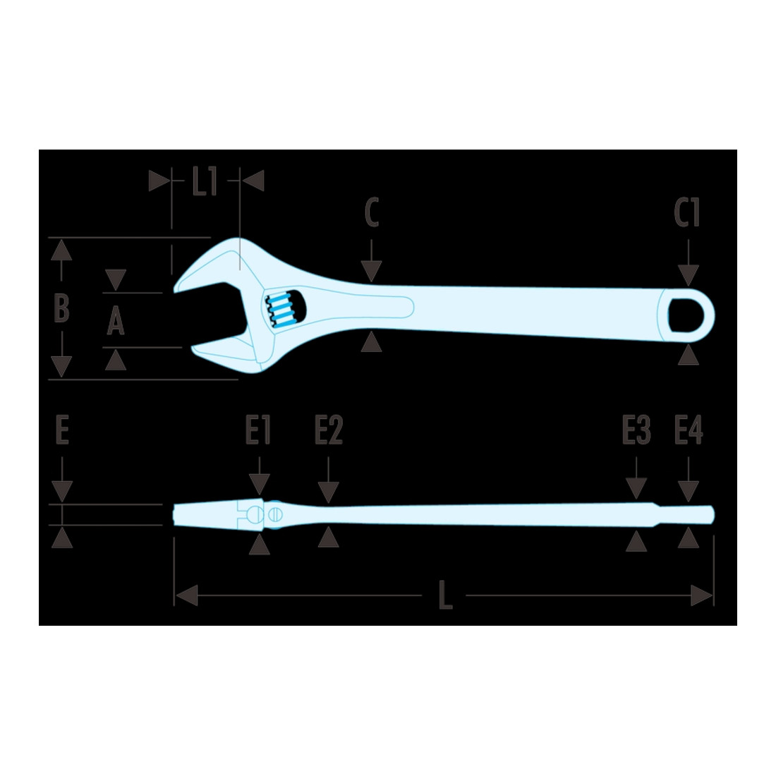 Facom Rollende moersleutel gefosfateerd 30 mm