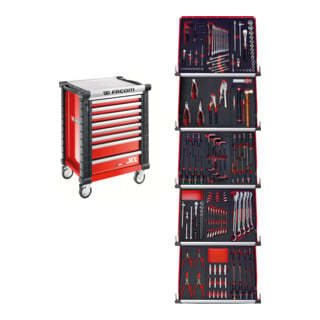 Facom Servante d’atelier 8-S, 15 modules en mousse, rouge