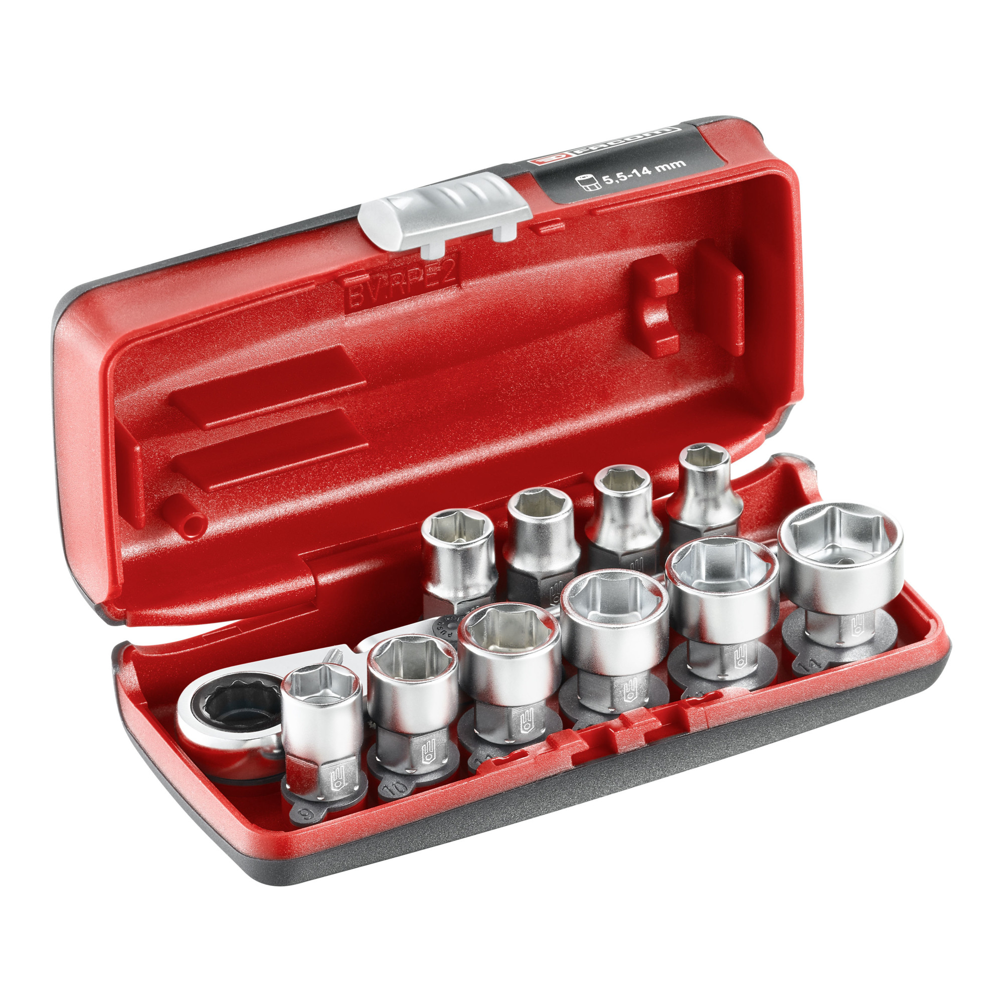 Facom Steckschluessel 1/4 Zoll 6-Kant, Set 11-tlg.