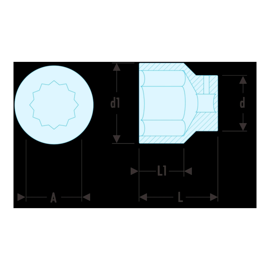 Facom Steeksleutel 1" 12-kant 65 mm