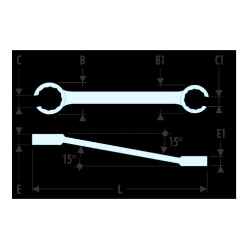 Facom open dubbele ringsleutel 11/16x3/4"