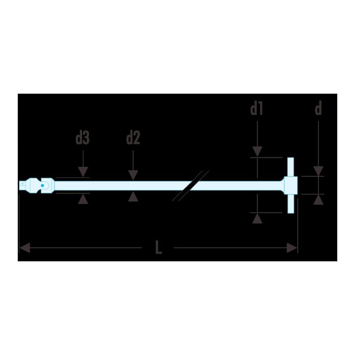 Facom T-handgreep met cardanas 1/4" lang 470 mm