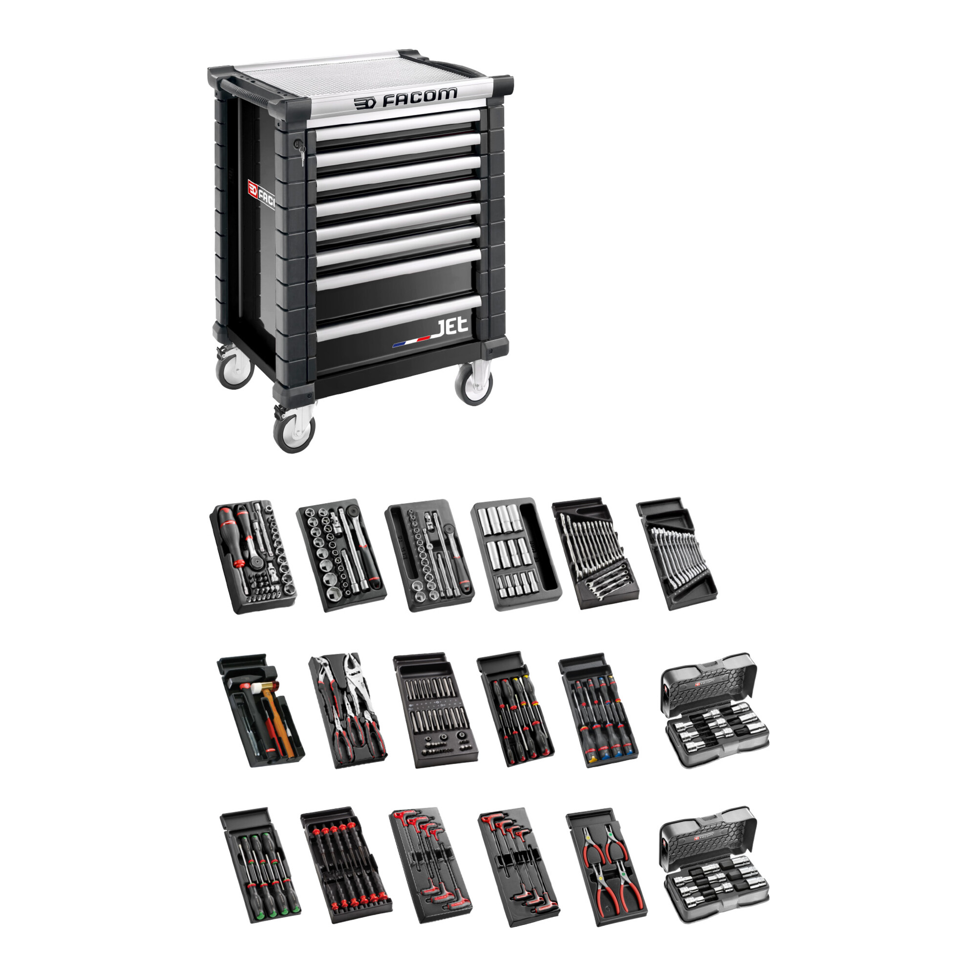 Facom Werkstattwagen JET.9GM3 mit 18 Modulen schwarz