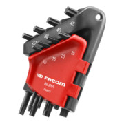 Facom Winkel-Stiftschlüssel Abtriebe Torx® lang Satz im Klapphalter, 8-tlg.