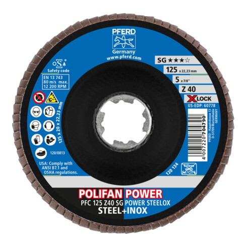 PFERD POLIFAN-Fächerscheibe PFC 115 Z40 SG POWER STEELOX/X-LOCK