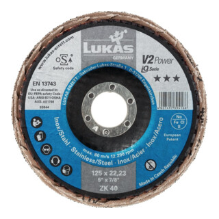 Fächerscheibe V2 POWER ZK D.125mm K.40 fl.STA ZK LUKAS