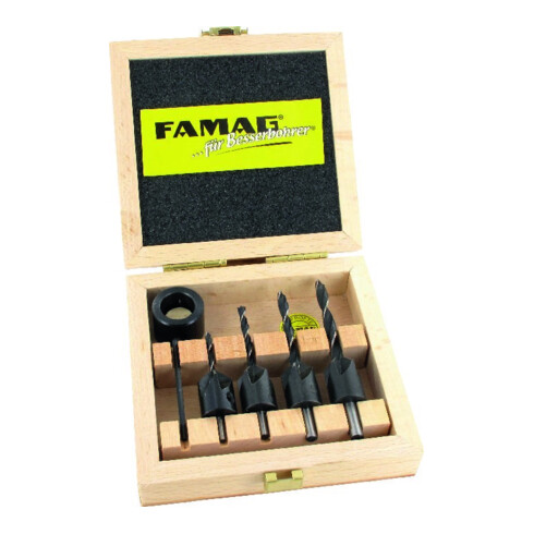 FAMAG Bohrer-Senker-Set 10 pcs. Fraise à centrer Ø16mm Spibo Ø3/4/5/6mm en coffret bois