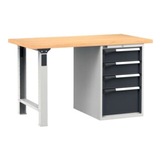 FAMI Établi panneau multiplex MM 1500 x 750 x 890 mm avec 4 tiroirs RAL7035+RAL7016