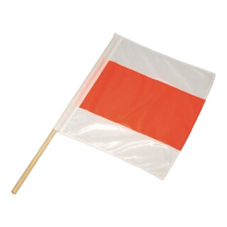 Fanion d'avertissement L. 500 x l. 500 mm polyester manche bois brut