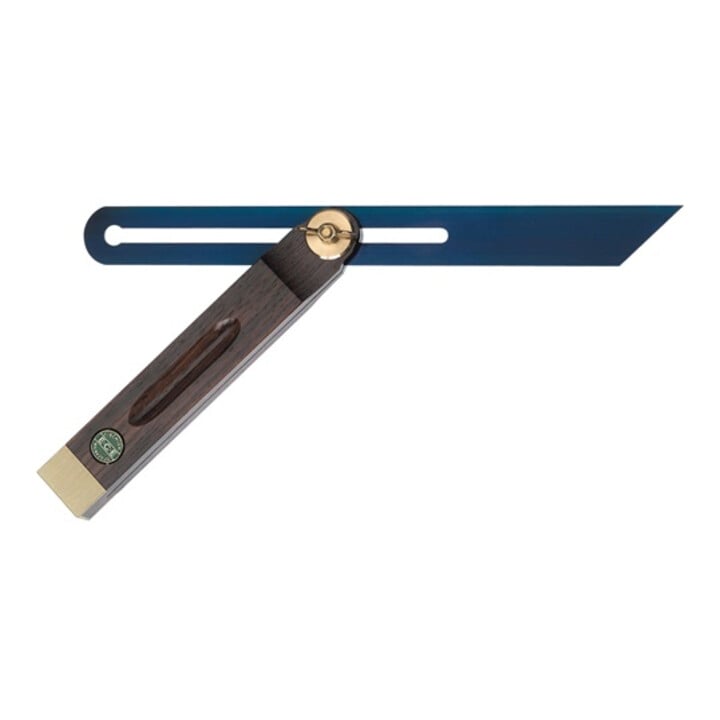 Fausse équerre de précision L. rail 300 mm bois de palissandre avec rainure creu
