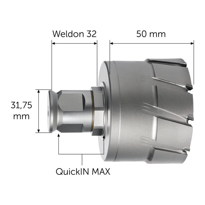Fein Fraise HM Ultra 50 avec porte-outil QuickIN MAX/Weldon 32, Ø perçage 55 mm, Prof