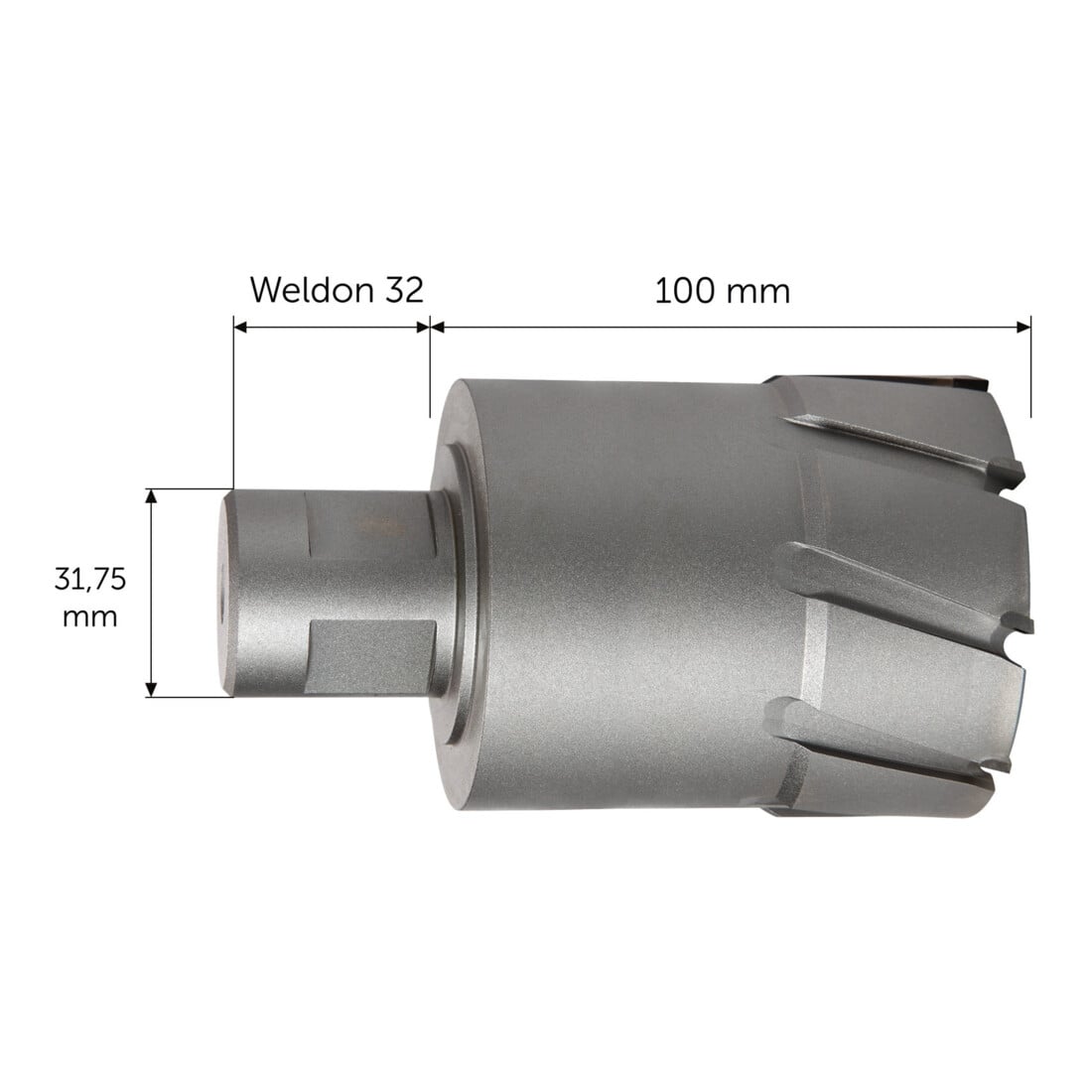Fein HM Ultra 100 kernboren met Weldon 32-houder, Buis-Ø 82 mm, Snijdiepte 100 mm