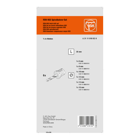 Fein HSS Spiralbohrer-Set mit 3/4 in Weldon-Aufnahme