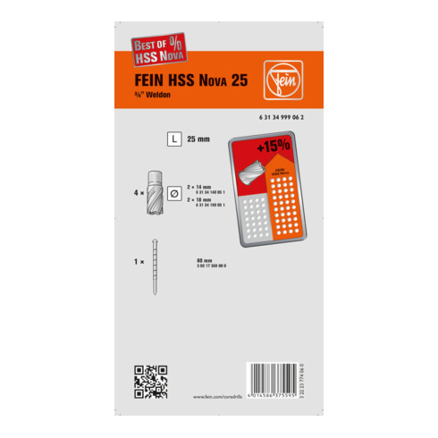 Fein Zubehörset Best of Kernbohrer HSS Nova 25 W 2x 14 mm, 2x 18 mm