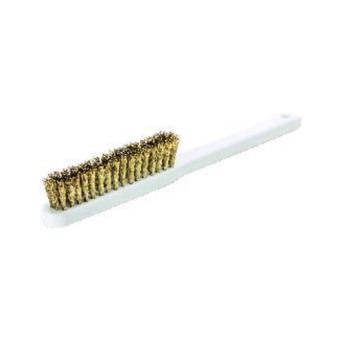 Feinbürste L.225mm 0,15mm Messingdraht gewellt 4-reihig LESSMANN