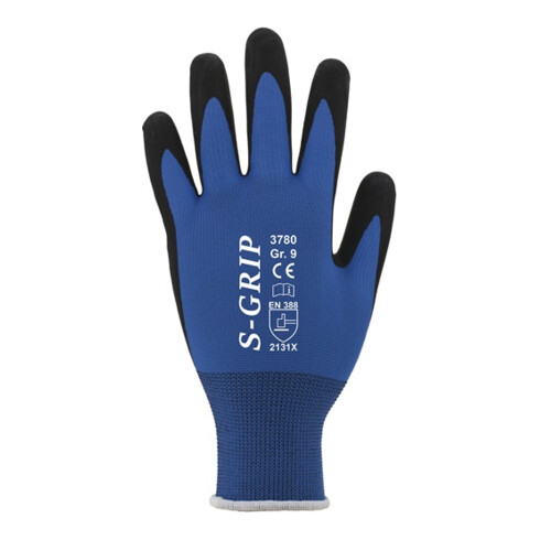 Feinstrick-Handschuh S-Grip Gr.10 blau/schwarz EN 388 PSA II
