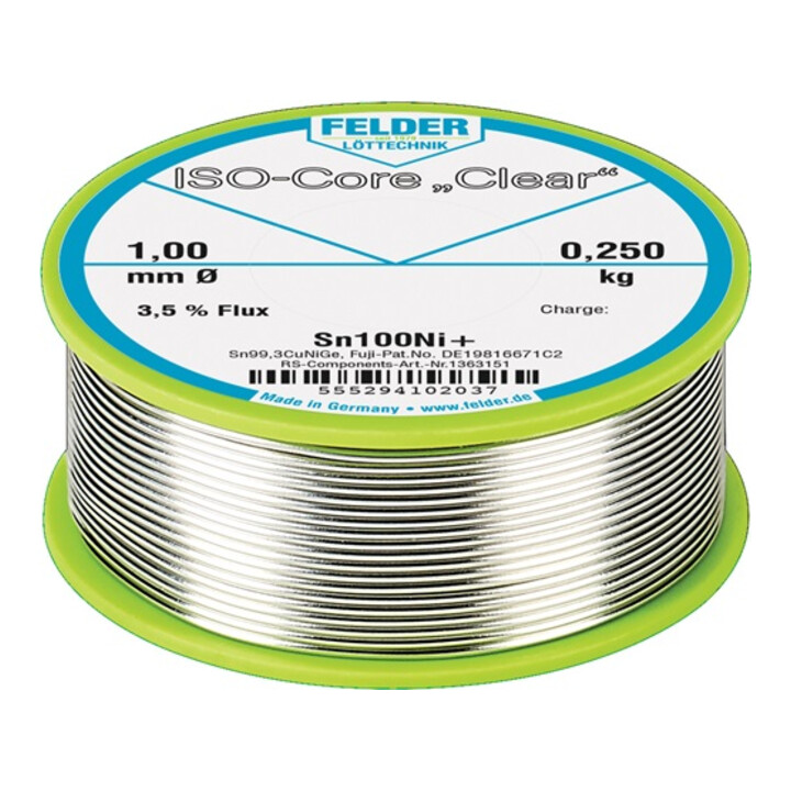 Felder Lötdraht ISO-Core® Clear 1,5mm 250g Sn100Ni+