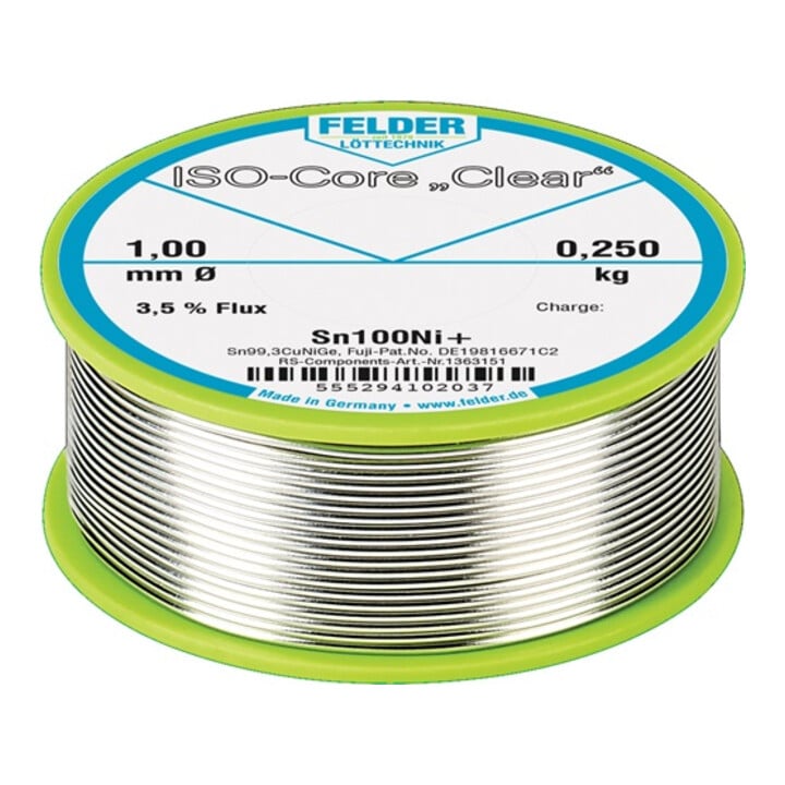 Felder Lötdraht ISO-Core® Clear 1mm 100g Sn100Ni+