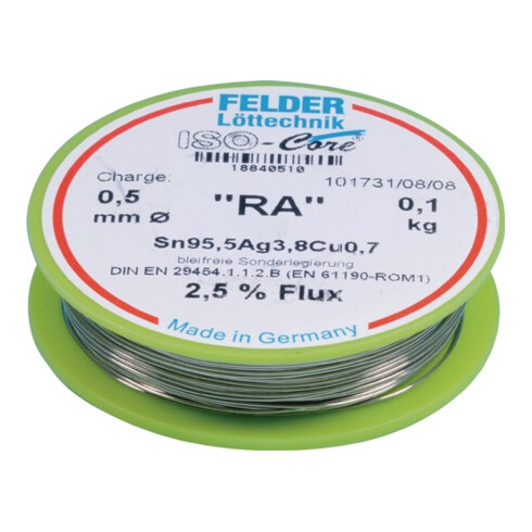 Felder Lötdraht ISO-Core® RA 0,5mm 100g Sn95,5Ag3,8Cu0,7